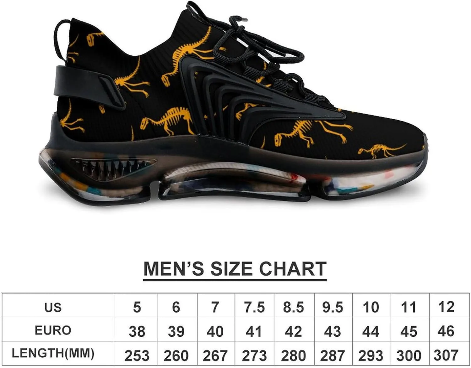 Dinosaur Bones Men's Running Shoes Lightweight Walking Shoe Breathable Sneaker