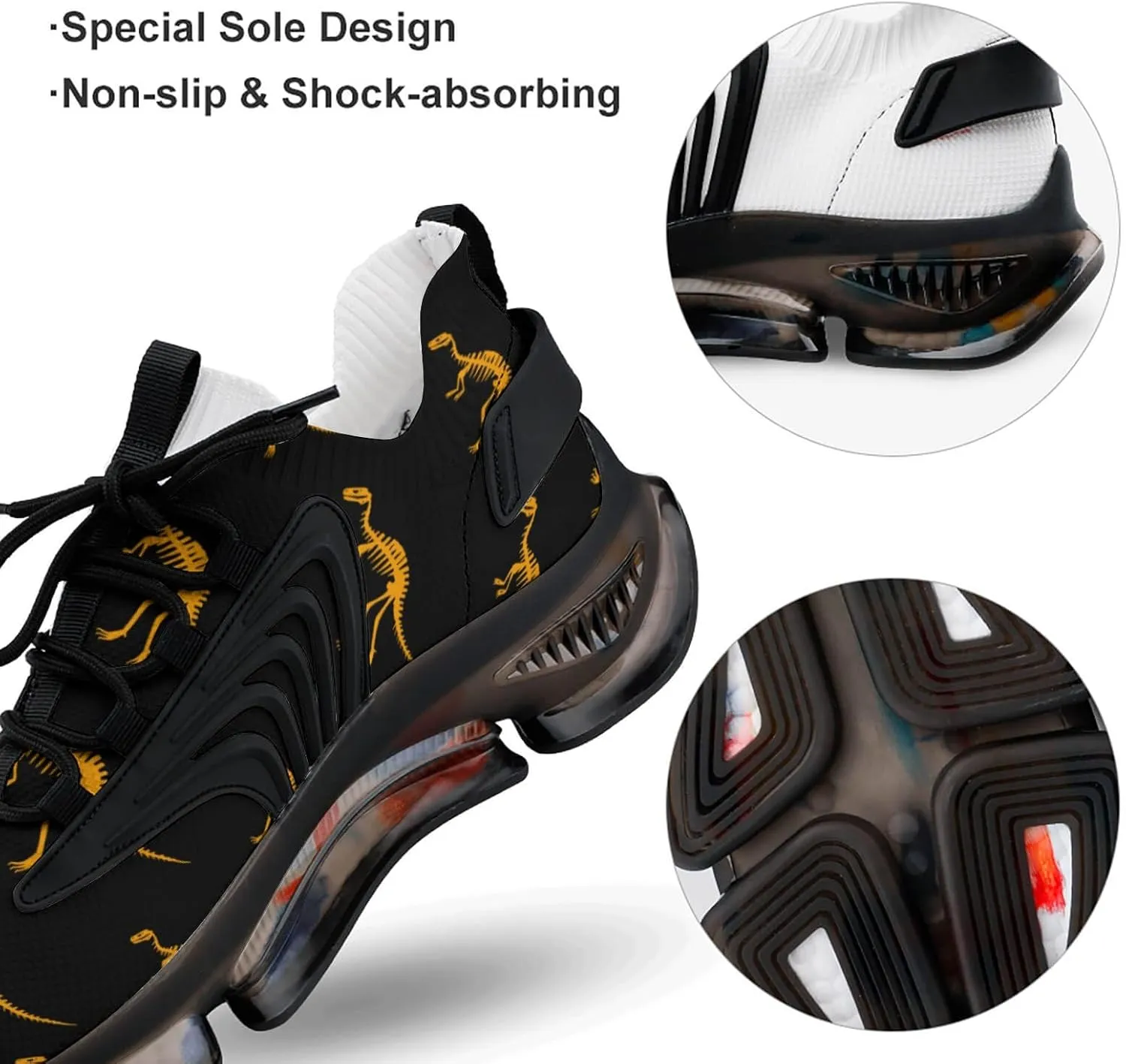Dinosaur Bones Men's Running Shoes Lightweight Walking Shoe Breathable Sneaker