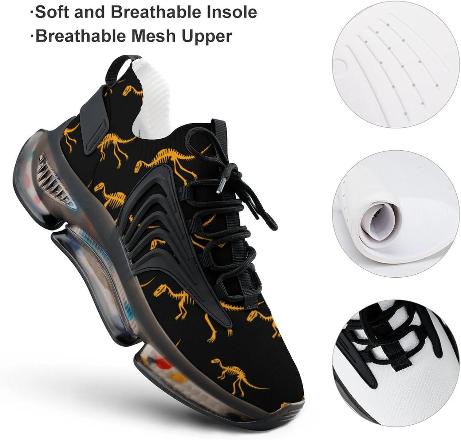 Dinosaur Bones Men's Running Shoes Lightweight Walking Shoe Breathable Sneaker