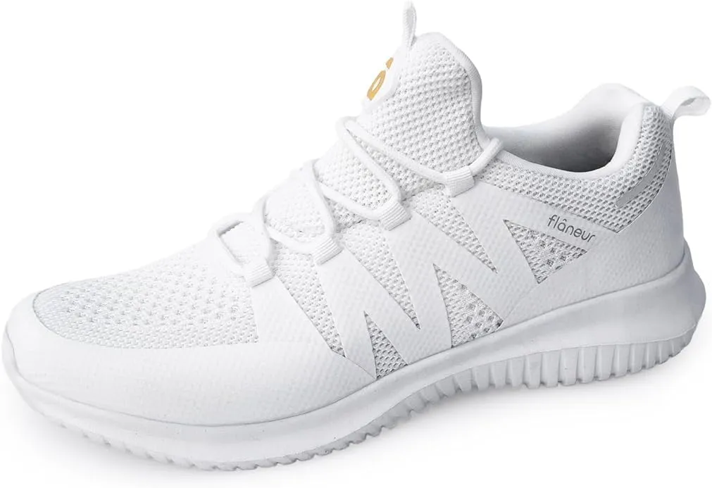 Flaneur Women's Casual Slip-On Sneakers with Elastic Laces | No-Tie, Lightweight, Non-Slip, Breathable | Perfect for Walking, Tennis, Gym, & Everyday Wear