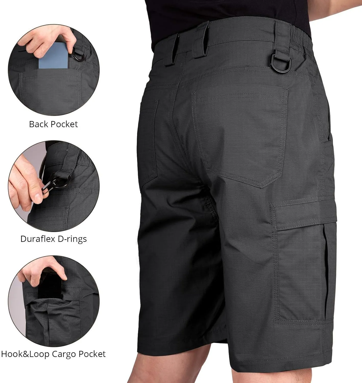 FREE SOLDIER Men's Water Resistant Tactical Hiking Shorts Relaxed Fit Work Cargo Shorts
