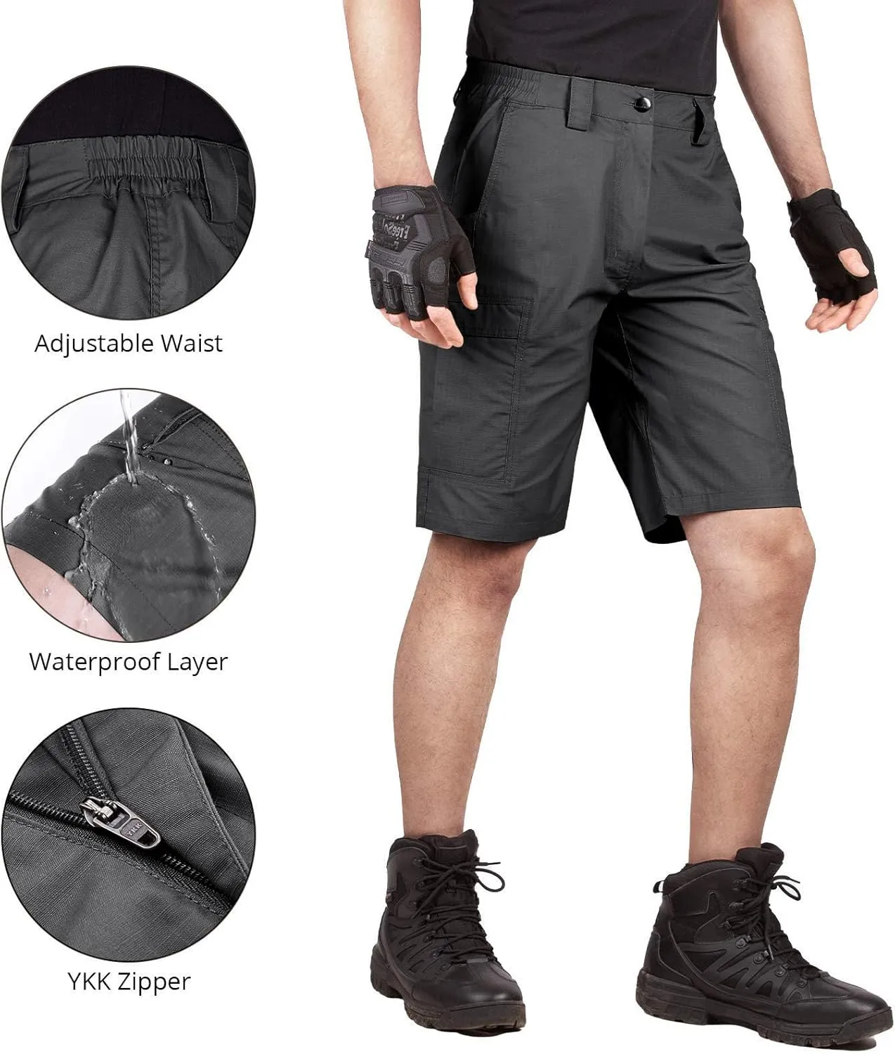 FREE SOLDIER Men's Water Resistant Tactical Hiking Shorts Relaxed Fit Work Cargo Shorts