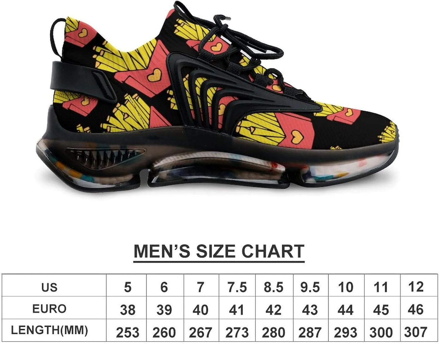 French Fries Men's Running Shoes Lightweight Walking Shoe Breathable Sneaker