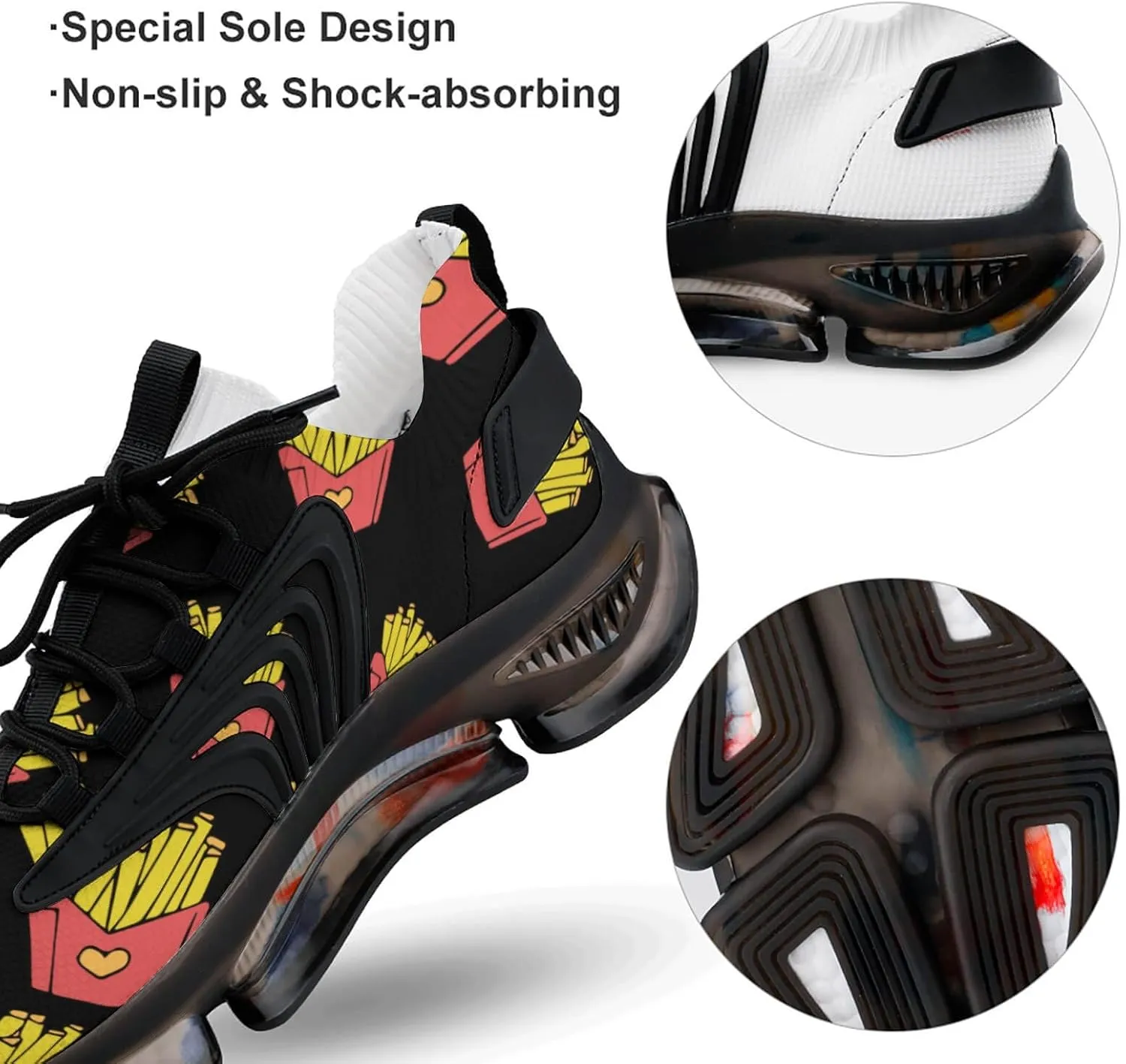 French Fries Men's Running Shoes Lightweight Walking Shoe Breathable Sneaker