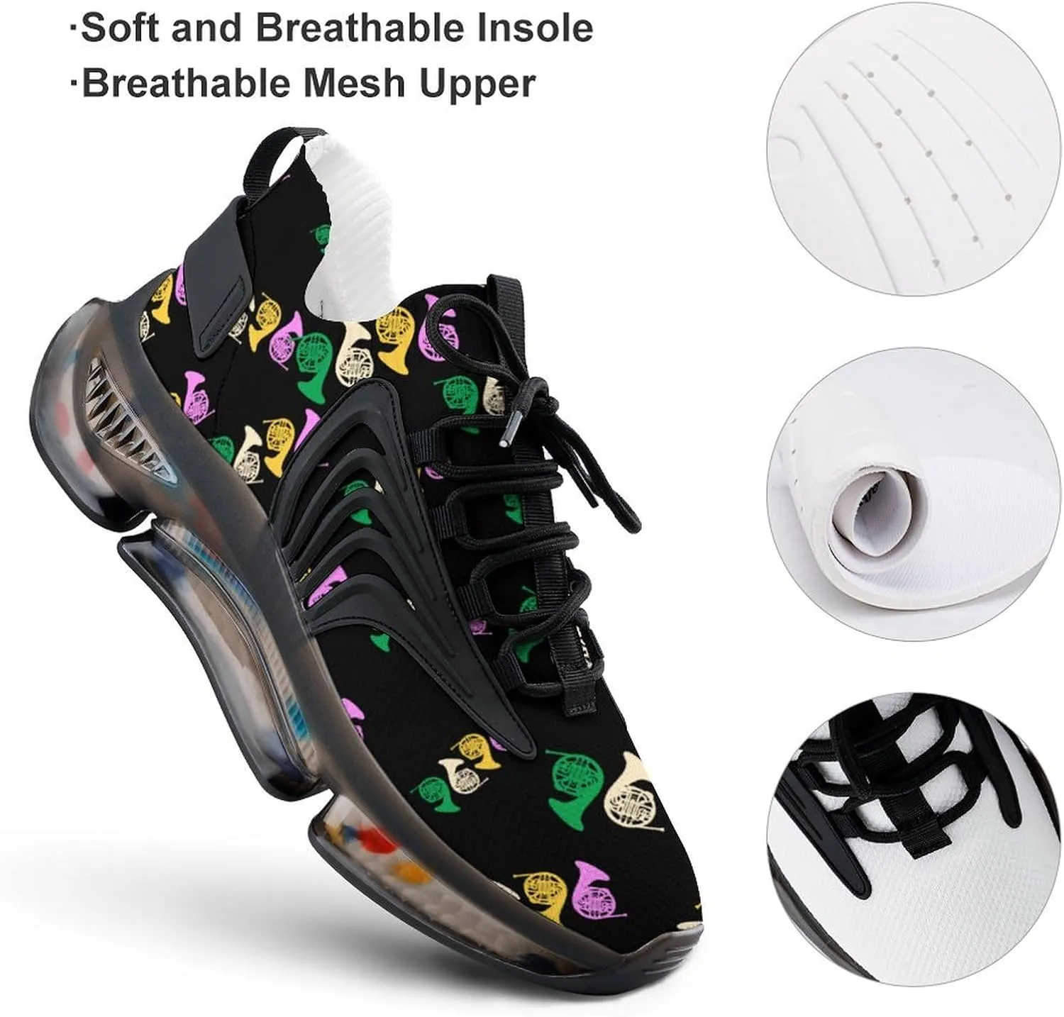 French Horns Men's Running Shoes Lightweight Walking Shoe Breathable Sneaker