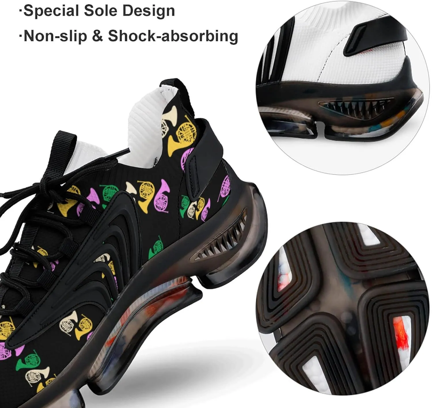 French Horns Men's Running Shoes Lightweight Walking Shoe Breathable Sneaker