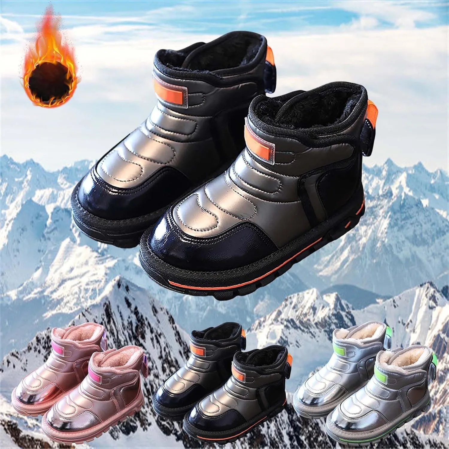 Girls Boots Kids Glitter Snow Boots Ankle Boots Baby Boys Girls Winter Warm Shoes Fleece Lined Snow Boots Toddler Shoes