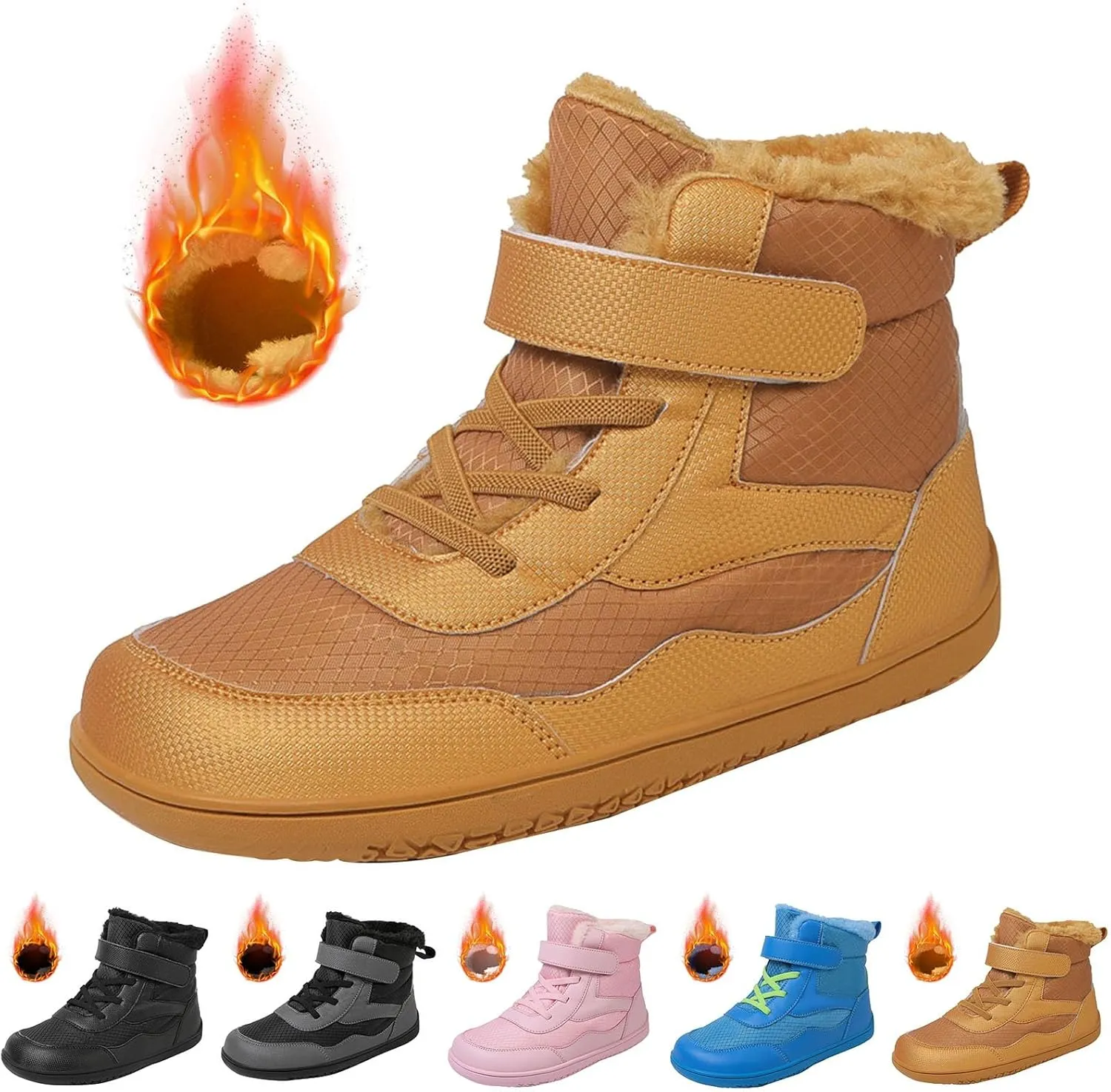 Girls Boys Barefoot Boots Shoes Kids Waterproof Ankle Winter Snow Boot Wide Toe Box Kids Barefoot Winter Boots Non Slip
