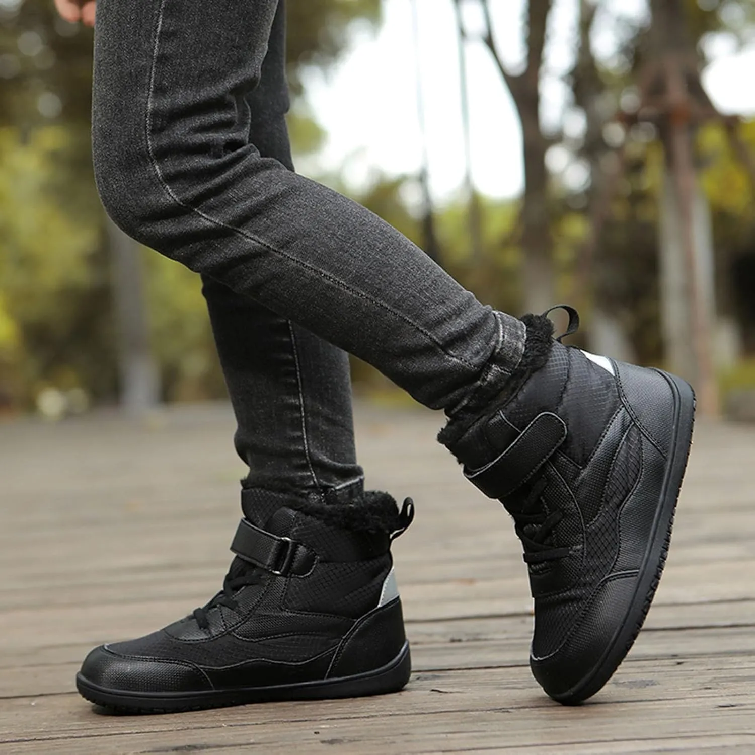 Girls Boys Barefoot Boots Shoes Kids Waterproof Ankle Winter Snow Boot Wide Toe Box Kids Barefoot Winter Boots Non Slip