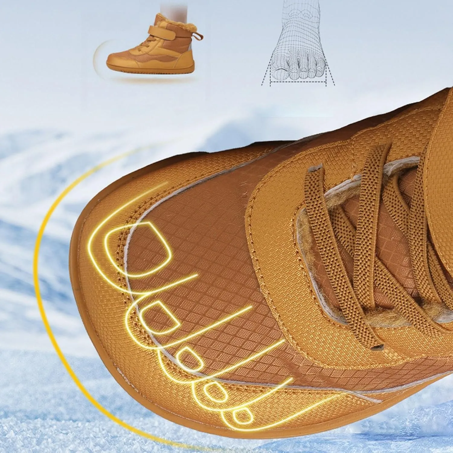 Girls Boys Barefoot Boots Shoes Kids Waterproof Ankle Winter Snow Boot Wide Toe Box Kids Barefoot Winter Boots Non Slip