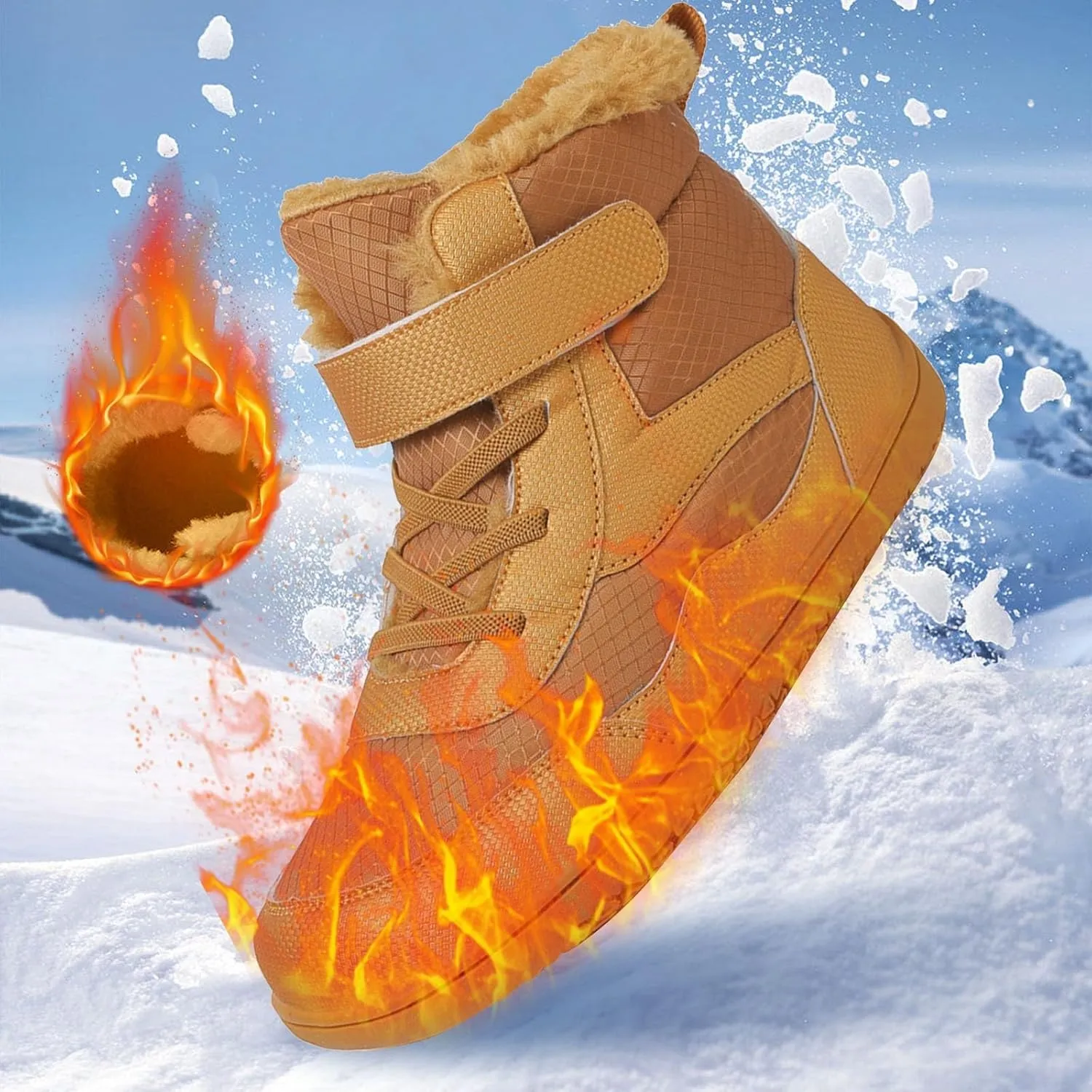 Girls Boys Barefoot Boots Shoes Kids Waterproof Ankle Winter Snow Boot Wide Toe Box Kids Barefoot Winter Boots Non Slip