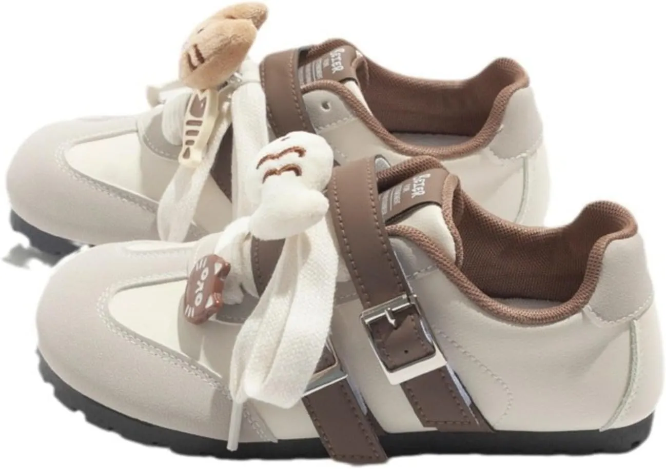 Girls Y2K Cute Teen Training Sneakers Hook & Loop Sticky Force Shoes for Students All Season Everyday Style with Kitty Animal Charms