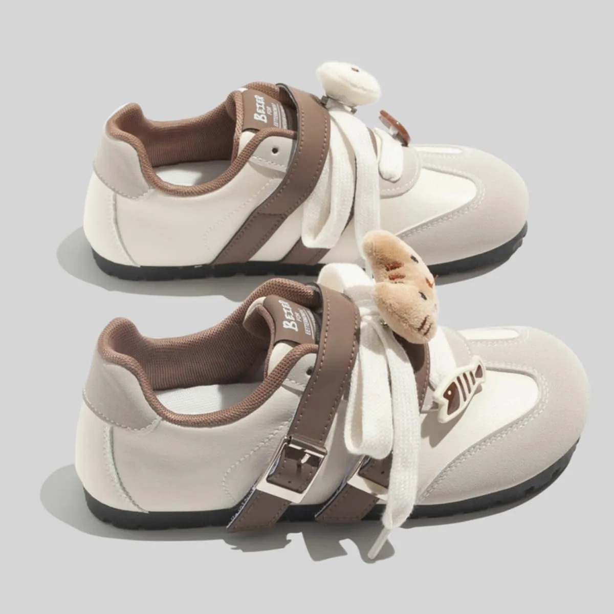 Girls Y2K Cute Teen Training Sneakers Hook & Loop Sticky Force Shoes for Students All Season Everyday Style with Kitty Animal Charms