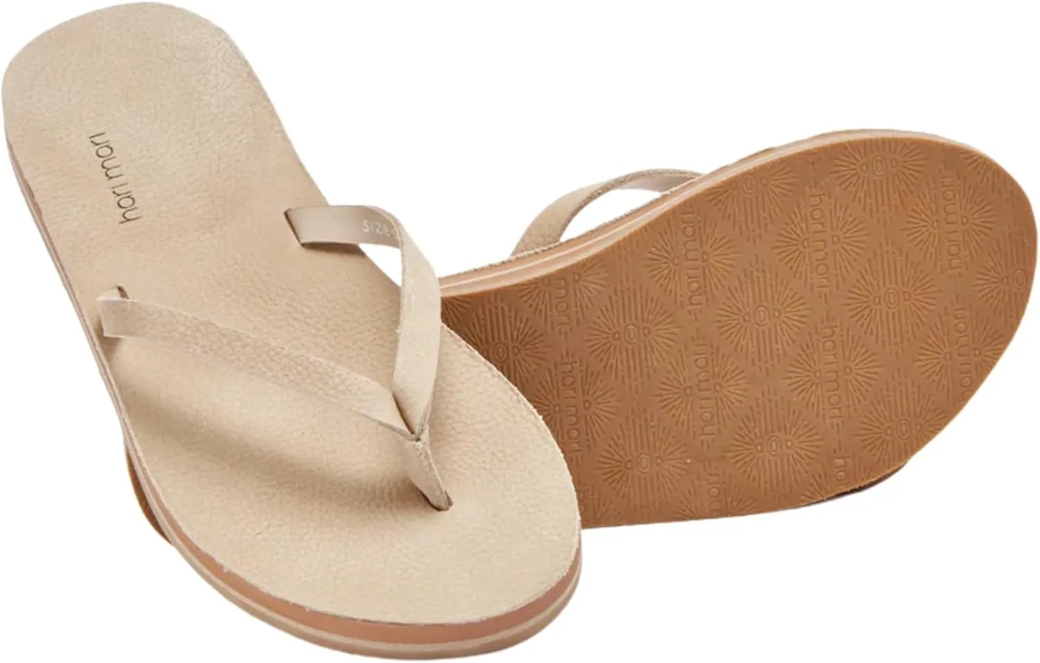 Hari Mari- Meadows- Women's Nubuck Leather Slim Fit Flip Flops with Soft V-Cut Strap- No Break Ins, Firm Arch Support, and Slim Contoured Sandal Profile