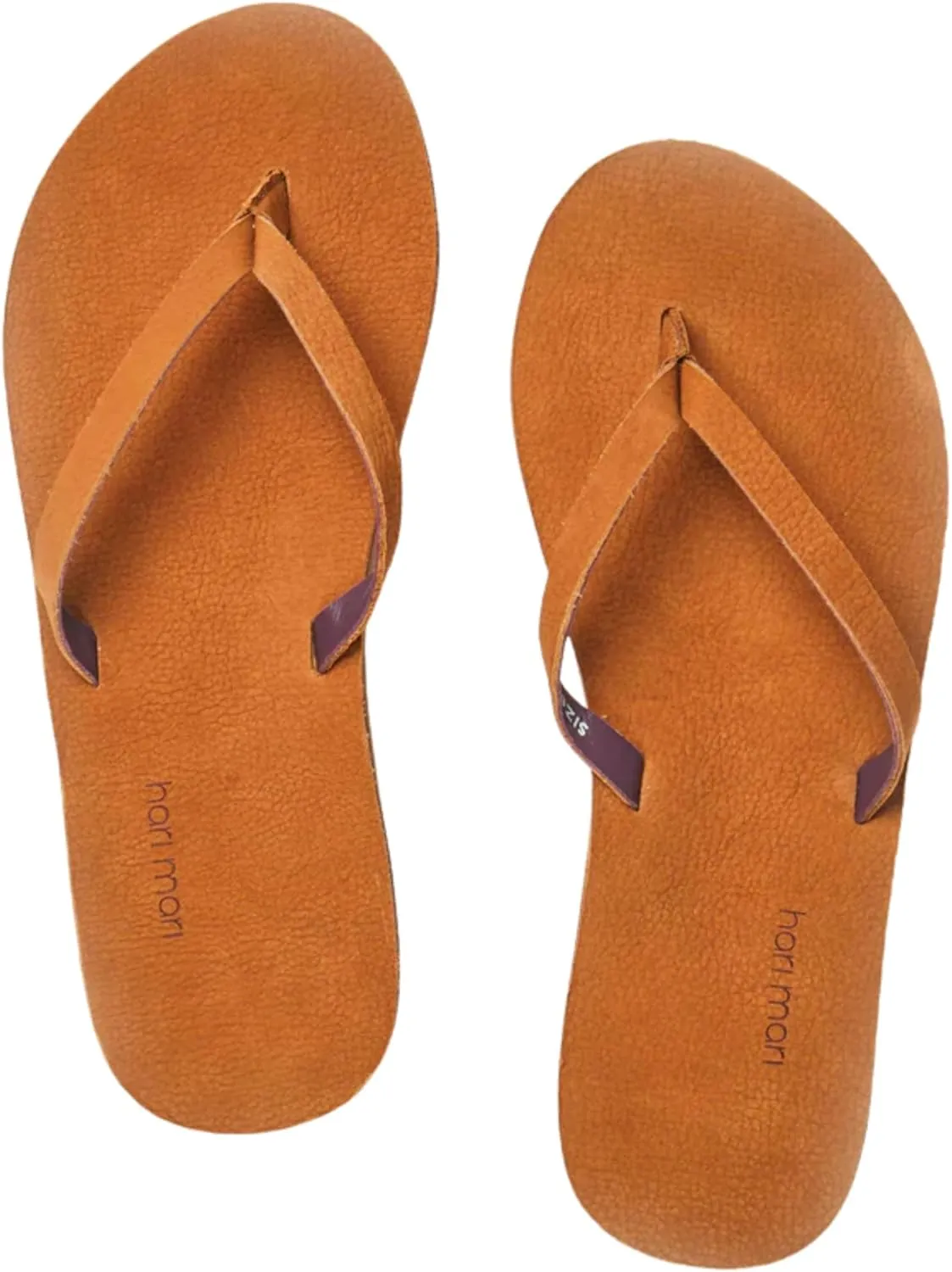Hari Mari- Meadows- Women's Nubuck Leather Slim Fit Flip Flops with Soft V-Cut Strap- No Break Ins, Firm Arch Support, and Slim Contoured Sandal Profile