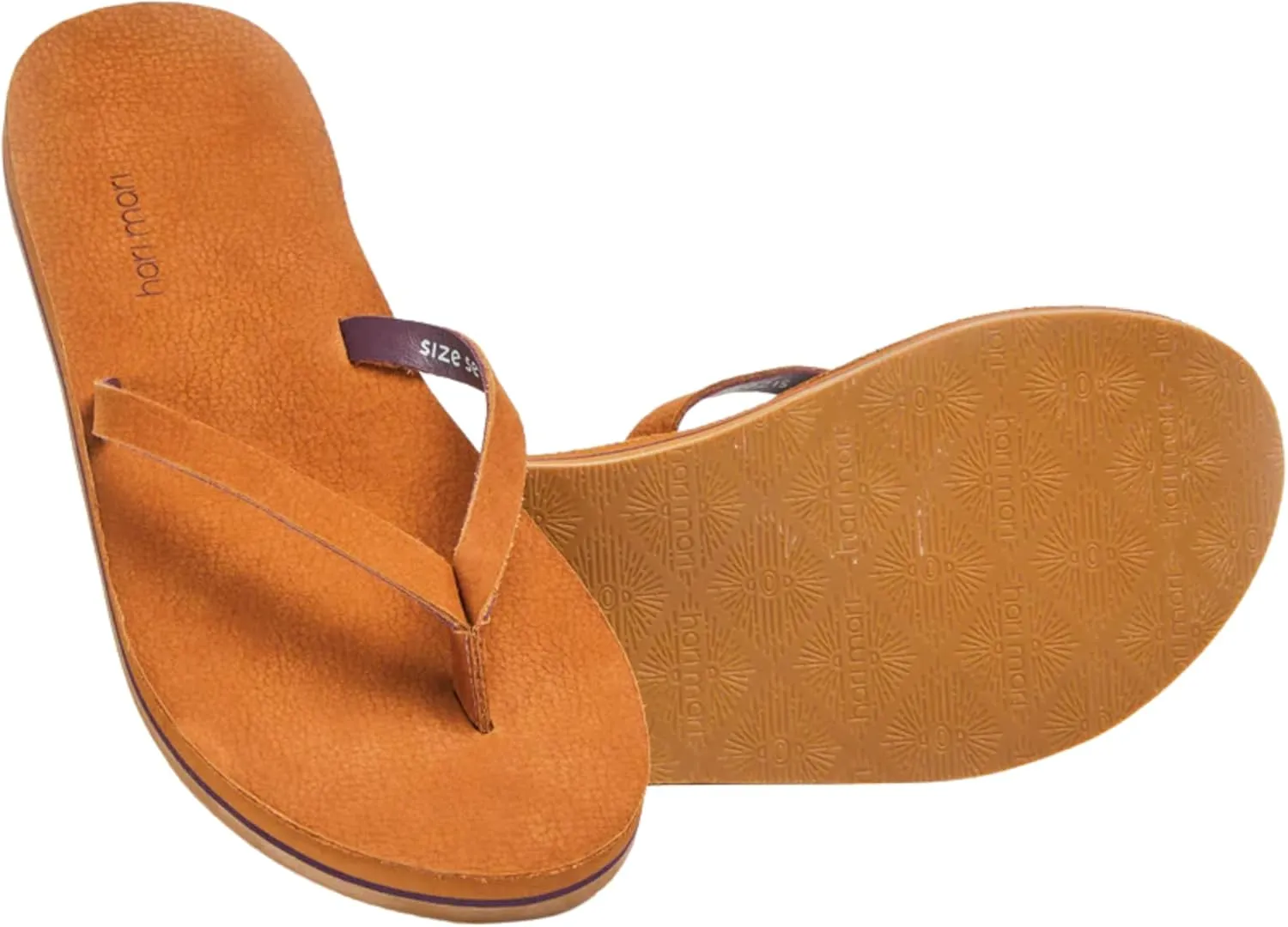Hari Mari- Meadows- Women's Nubuck Leather Slim Fit Flip Flops with Soft V-Cut Strap- No Break Ins, Firm Arch Support, and Slim Contoured Sandal Profile