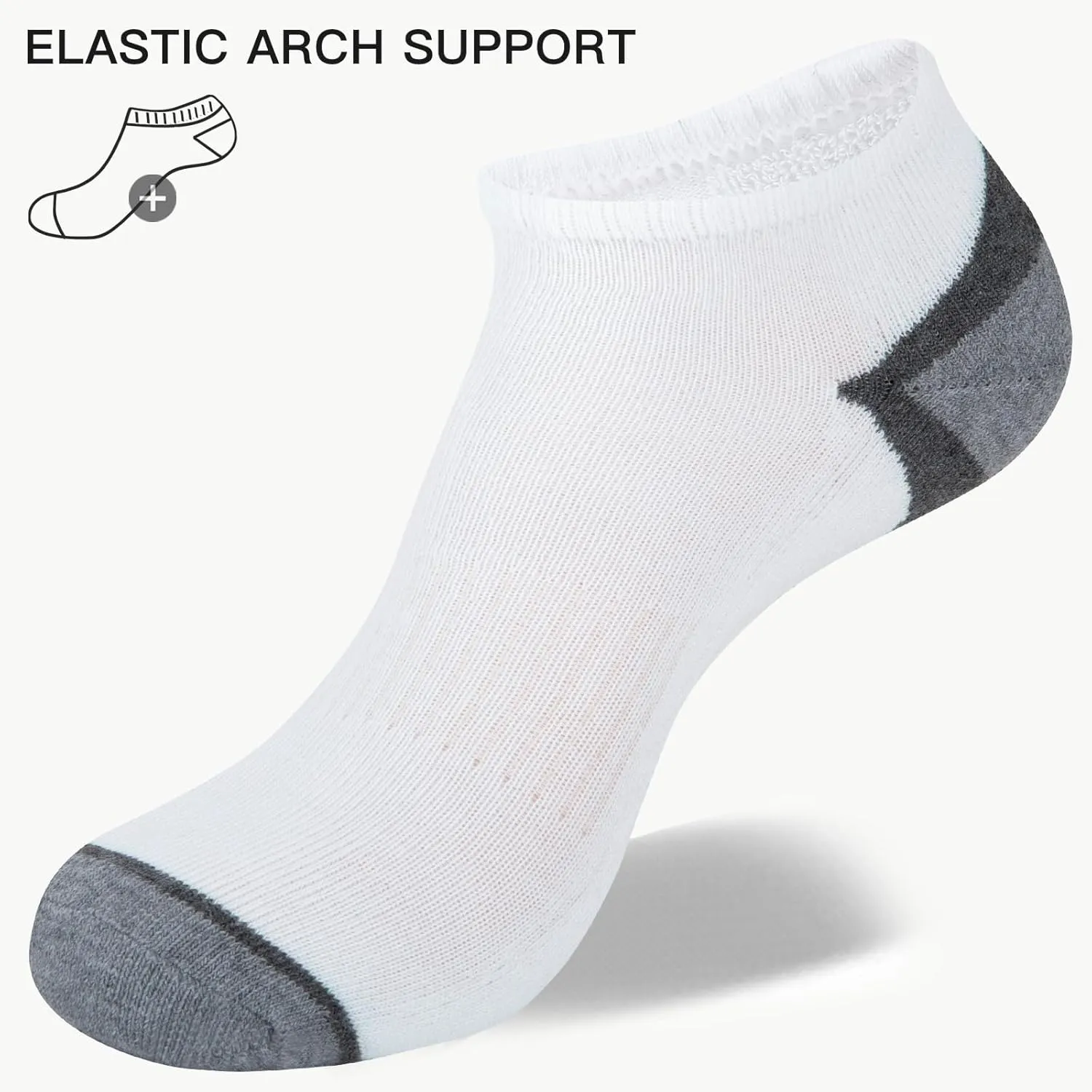 Heatuff 8 Pairs Men’s Ankle Socks Low Cut Cushioned Breathable Casual Socks