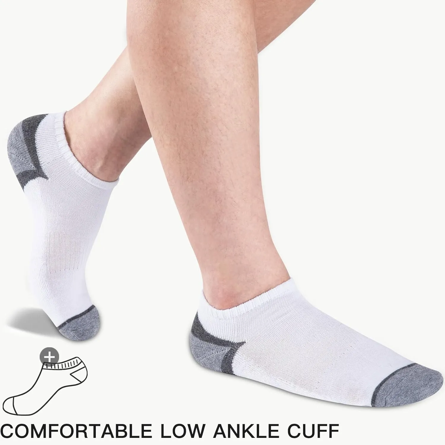Heatuff 8 Pairs Men’s Ankle Socks Low Cut Cushioned Breathable Casual Socks