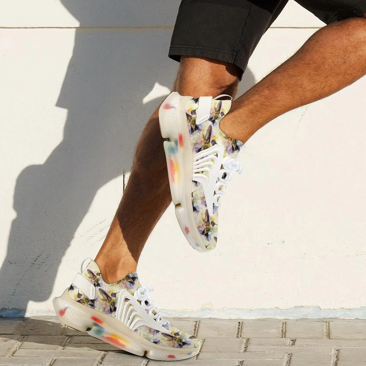 Hummingbird Watercolor Men's Running Shoes Lightweight Walking Shoe Breathable Sneaker
