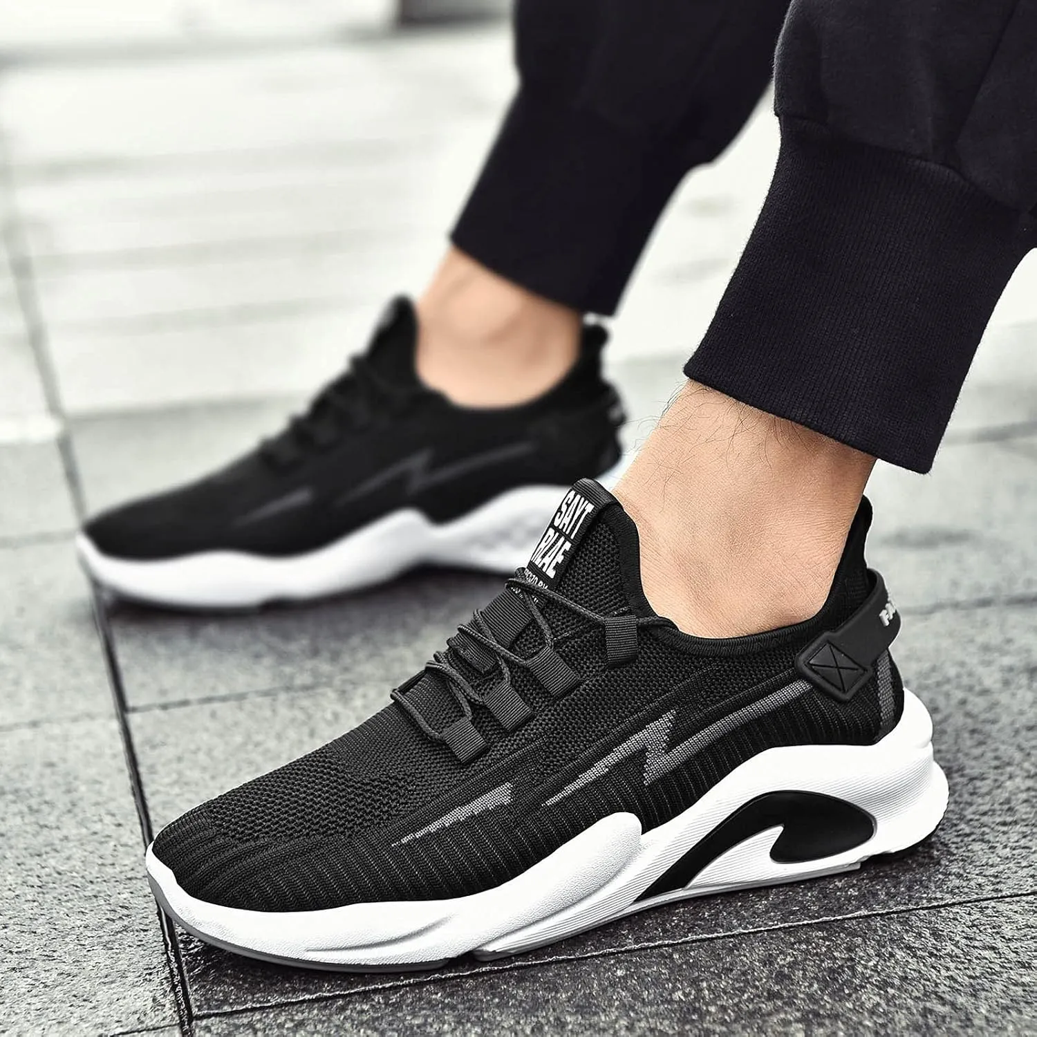 Jogging Walking Sneakers for Men Lace Up Lightweight Breathable Fashion Sneaker Arch Support Plantar Fasciitis