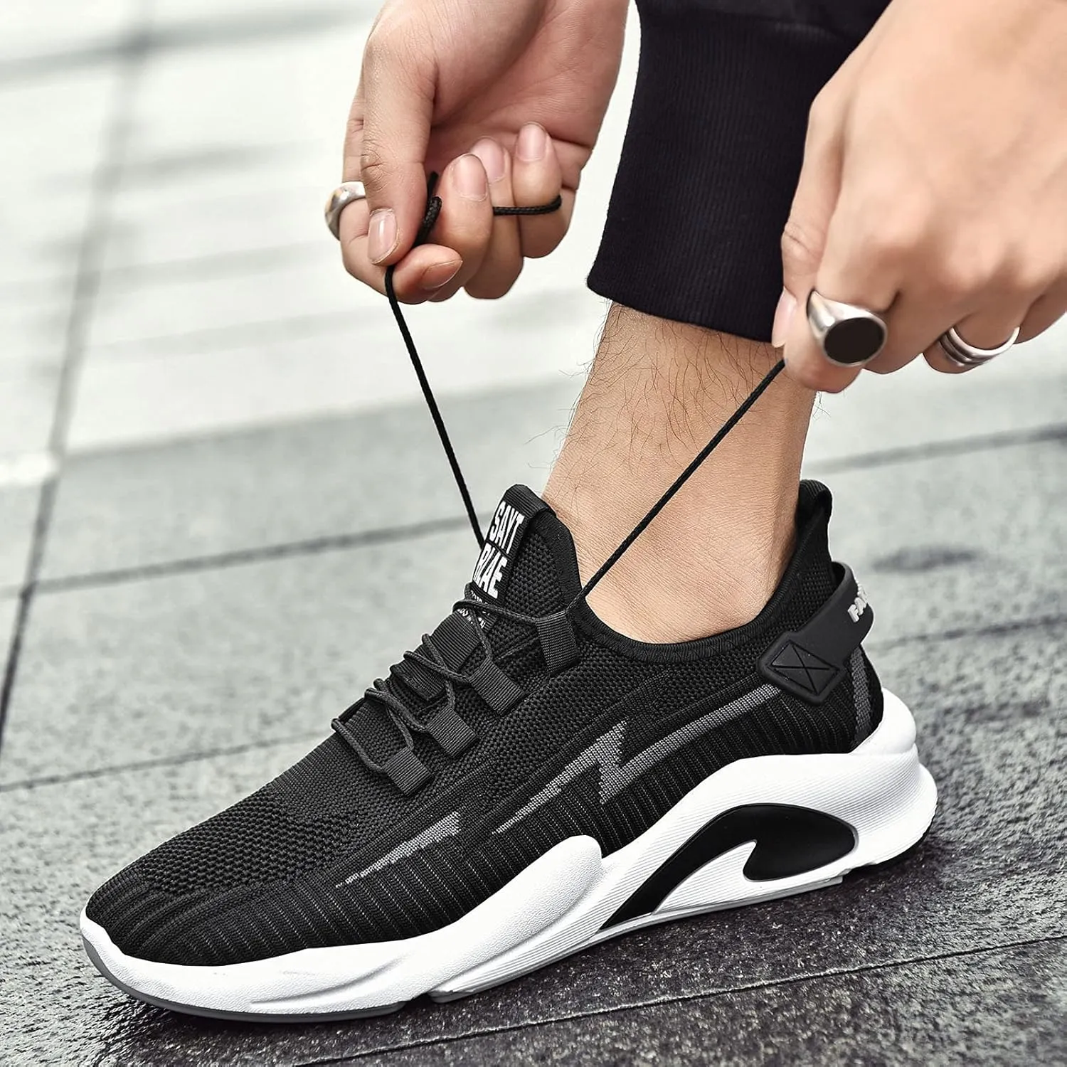 Jogging Walking Sneakers for Men Lace Up Lightweight Breathable Fashion Sneaker Arch Support Plantar Fasciitis
