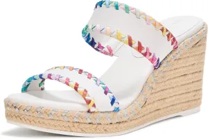 Karl Lagerfeld Paris Women's Everyday Cushioned Insole Cybil-Ankle Strap Sandal Wedge, Bright White, 10
