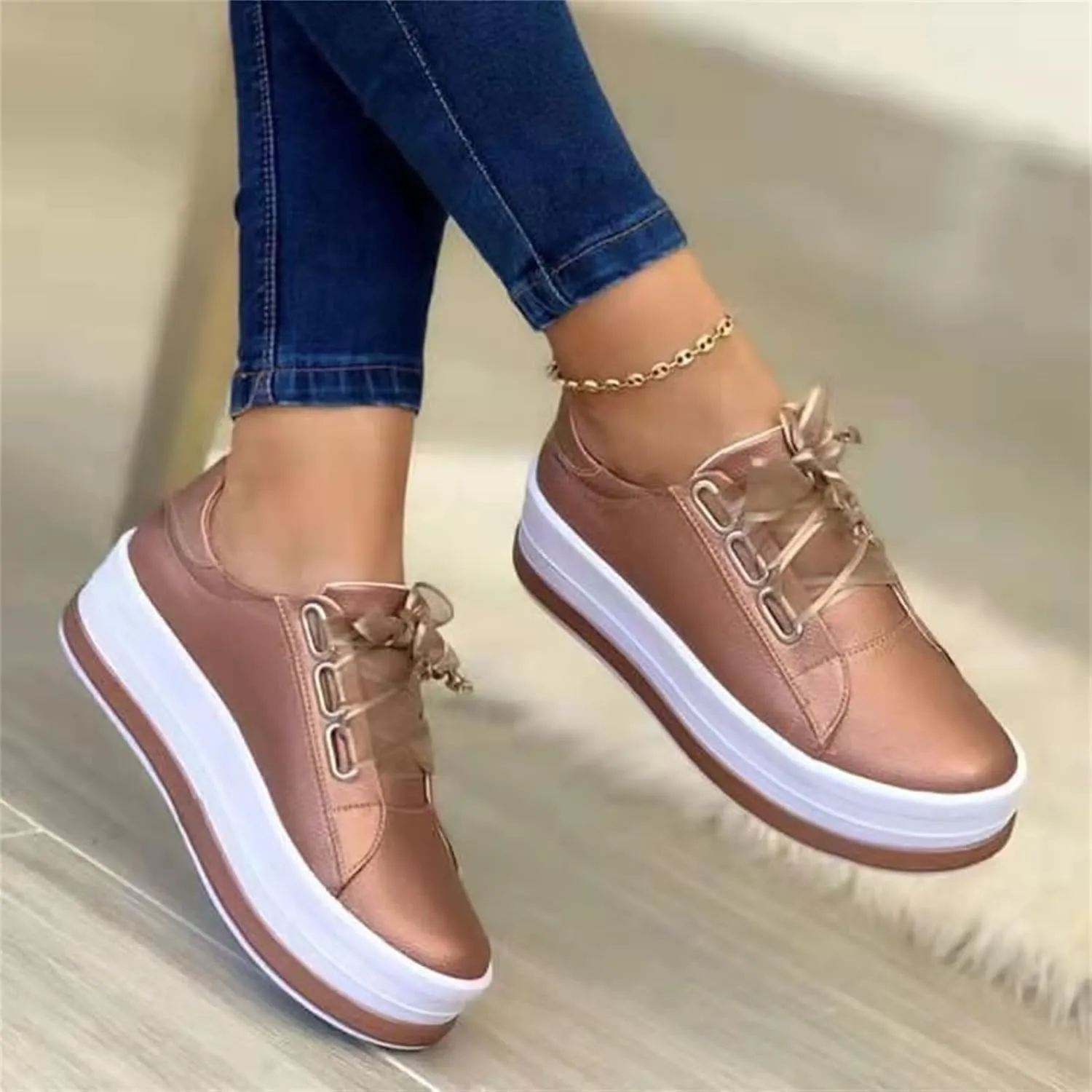 Ladmiple Sneakers For Women Slip On Low Cut Casual Walking Shoes Dressy Summer Comfort Fashion Platform Flats Loafers