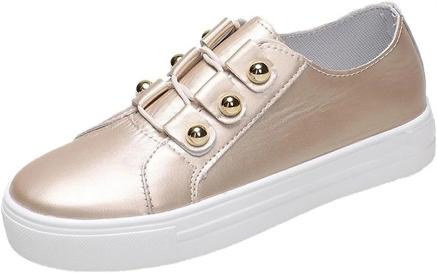 Lausiuoe Shoes For Women Slip On Memory Foam Women's Slip on Canvas Shoes Low Top Sneakers Non Slip Fashion Casual Fall Classic Lightweight Soft Comfort Breathable Walking Flat Loafers Gold
