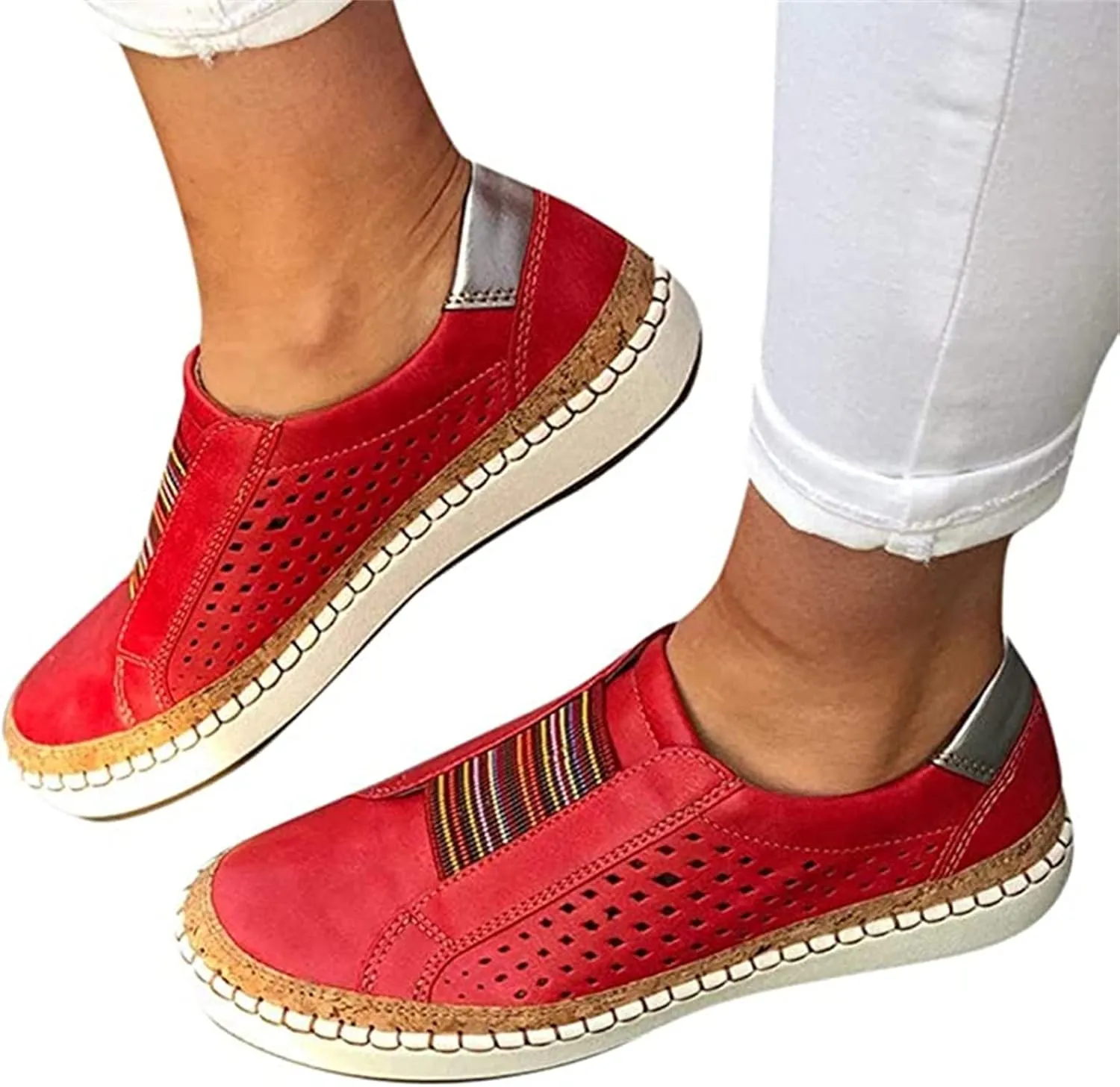 Lausiuoe Shoes for Women Sneakers Slip On Canvas Shoes Low Cut Casual Walking Fashion Lightweight Comfortable Flat Loafers