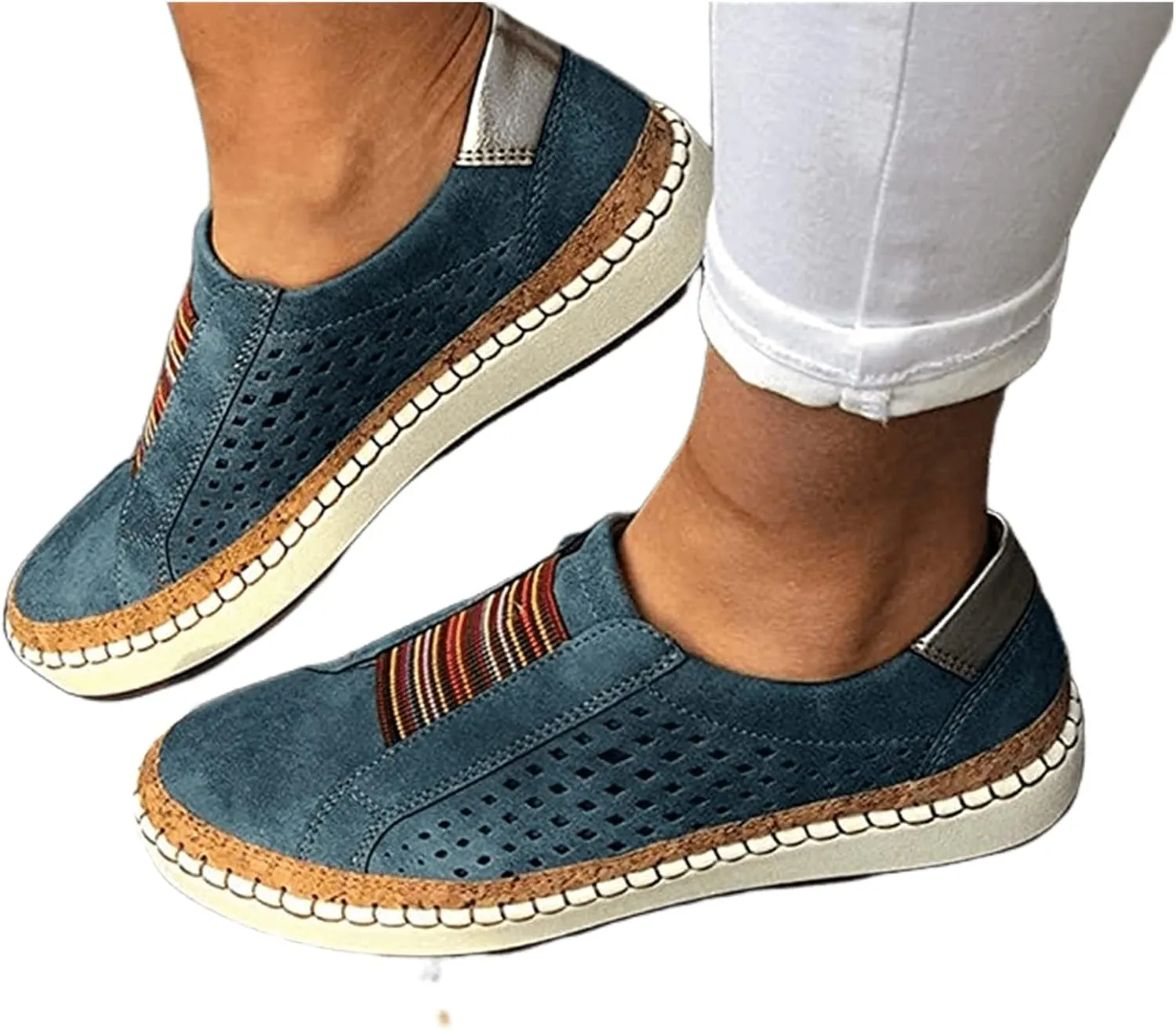 Lausiuoe Shoes for Women Sneakers Slip On Canvas Shoes Low Cut Casual Walking Fashion Lightweight Comfortable Flat Loafers