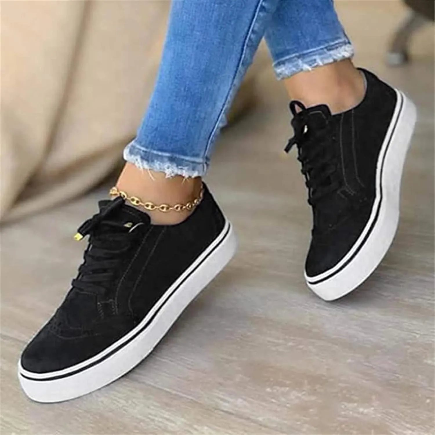 Lausiuoe Women's Fashion Sneakers Slip On Canvas Shoes Low Cut Casual Classic Fall Soft Comfort Walking Flat Loafers