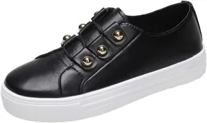 Lausiuoe Women's Fashion Sneakers Slip On Canvas Shoes Low Cut Casual Classic Fall Soft Comfort Walking Flat Loafers