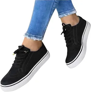 Lausiuoe Women's Fashion Sneakers Slip On Canvas Shoes Low Cut Casual Classic Fall Soft Comfort Walking Flat Loafers