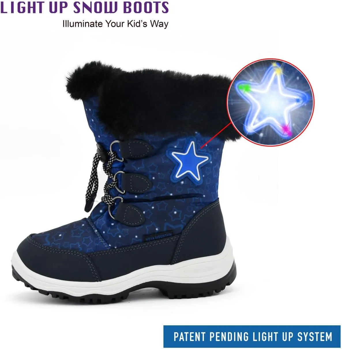 Light Up Boots Boys Girls Little Kids Winter Snow Boots