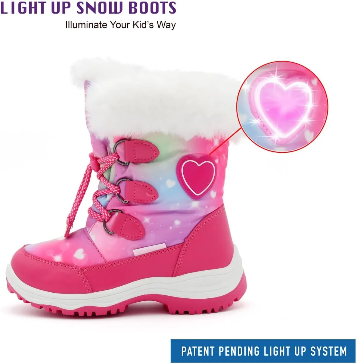 Light Up Boots Boys Girls Little Kids Winter Snow Boots