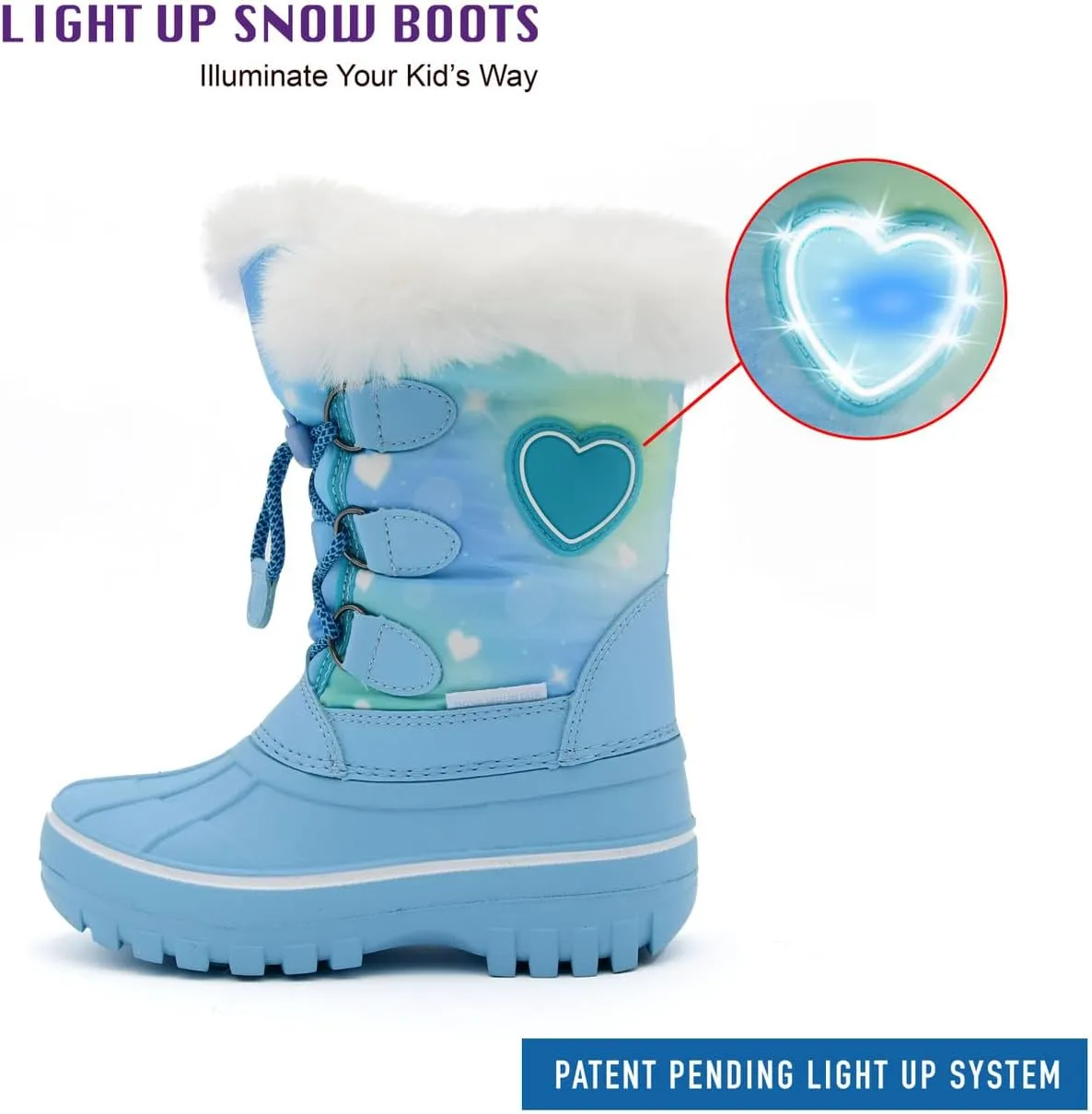 Light Up Boots Boys Girls Little Kids Winter Snow Boots