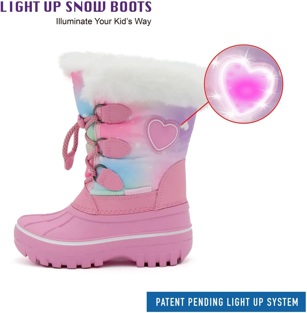 Light Up Boots Boys Girls Little Kids Winter Snow Boots