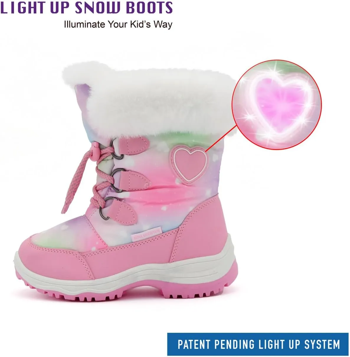 Light Up Boots Boys Girls Little Kids Winter Snow Boots
