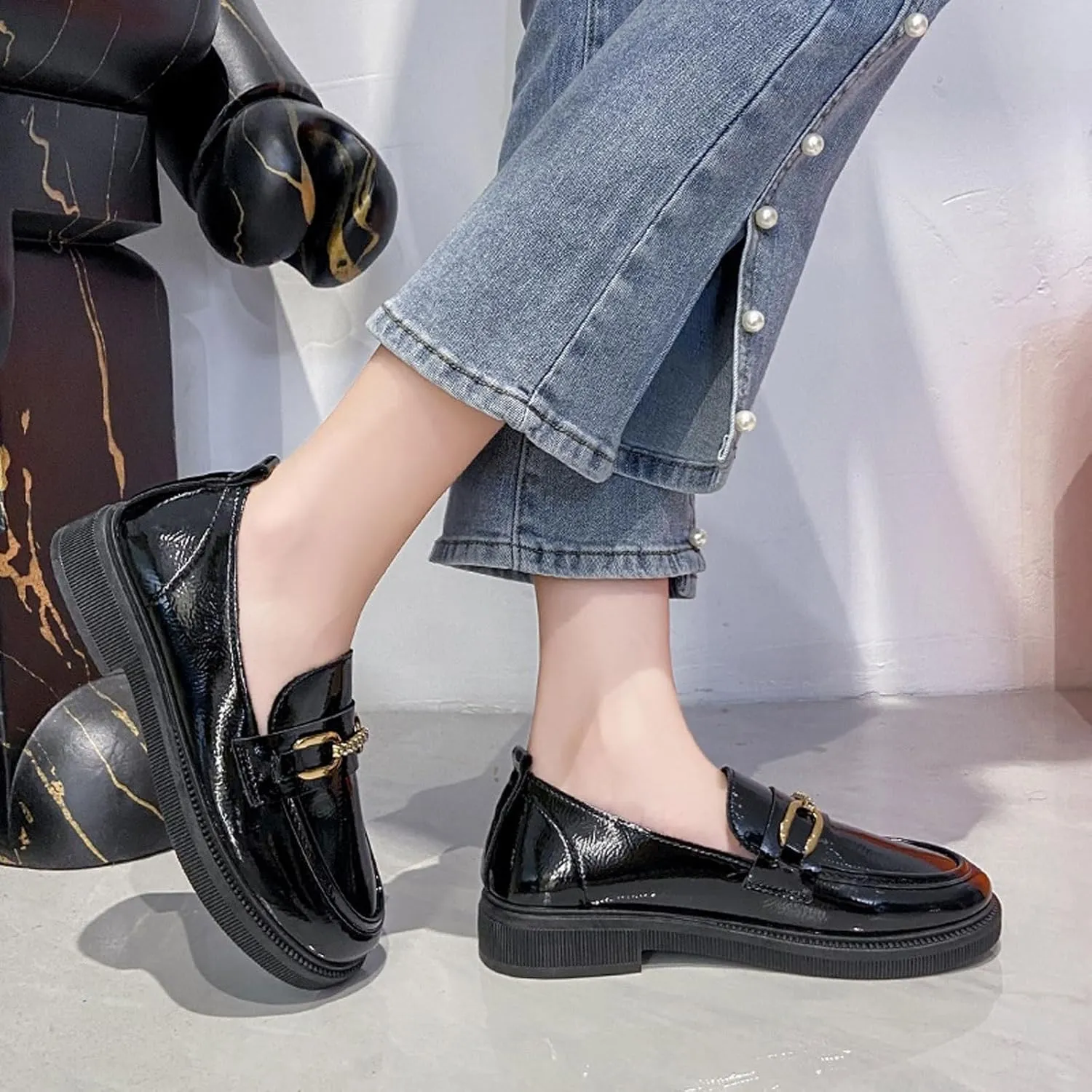 Loafers for Women Women's Casual Flat Shoes Round Toe Platform Sneakers for Everyday Wear
