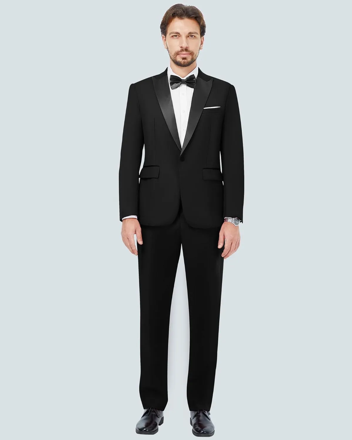MAGE MALE Men's 2 Piece Suit One Button Slim Fit Formal Wedding Prom Tuxedo Suits Blazer Pants with Bow Tie Set
