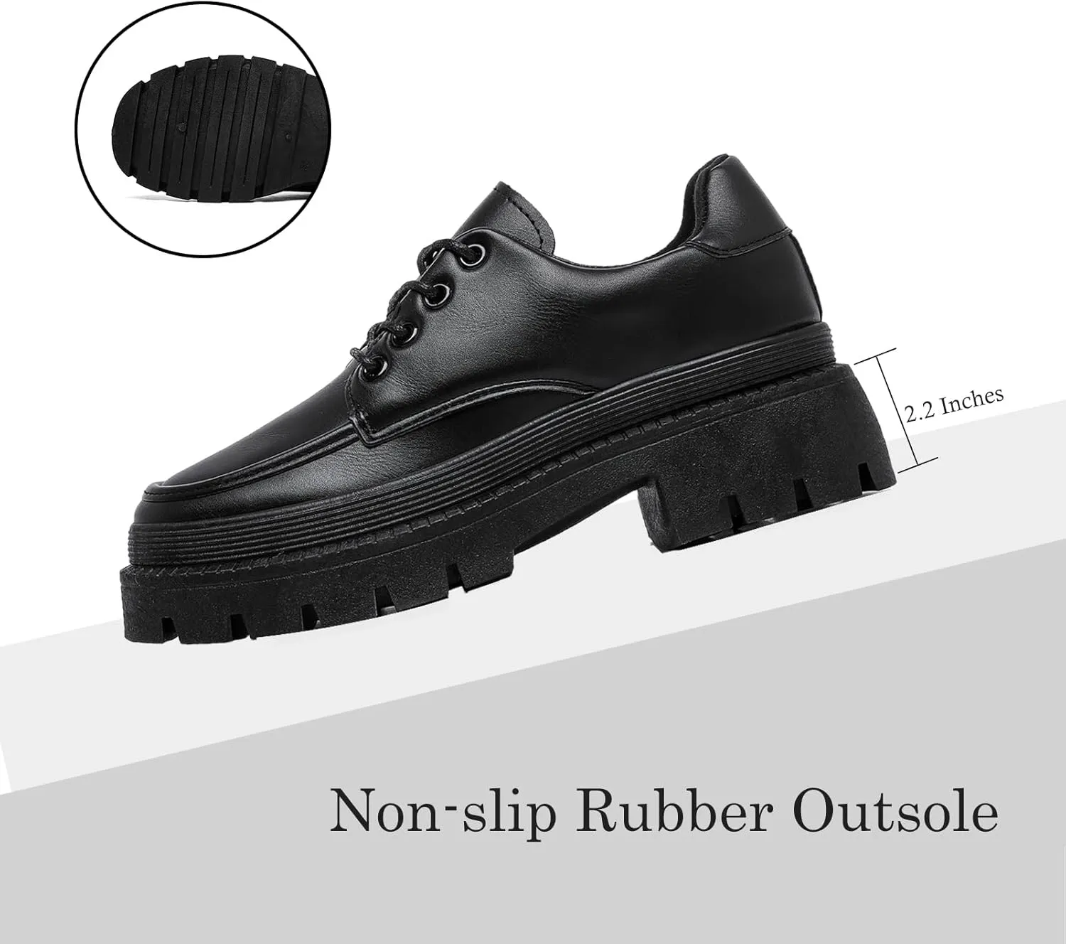 MEMON Oxford Shoes for Women,Platform Oxfords for Women,Low Heel Lace-Up Chunky Classic Oxford,Business Work Office Dress Shoes