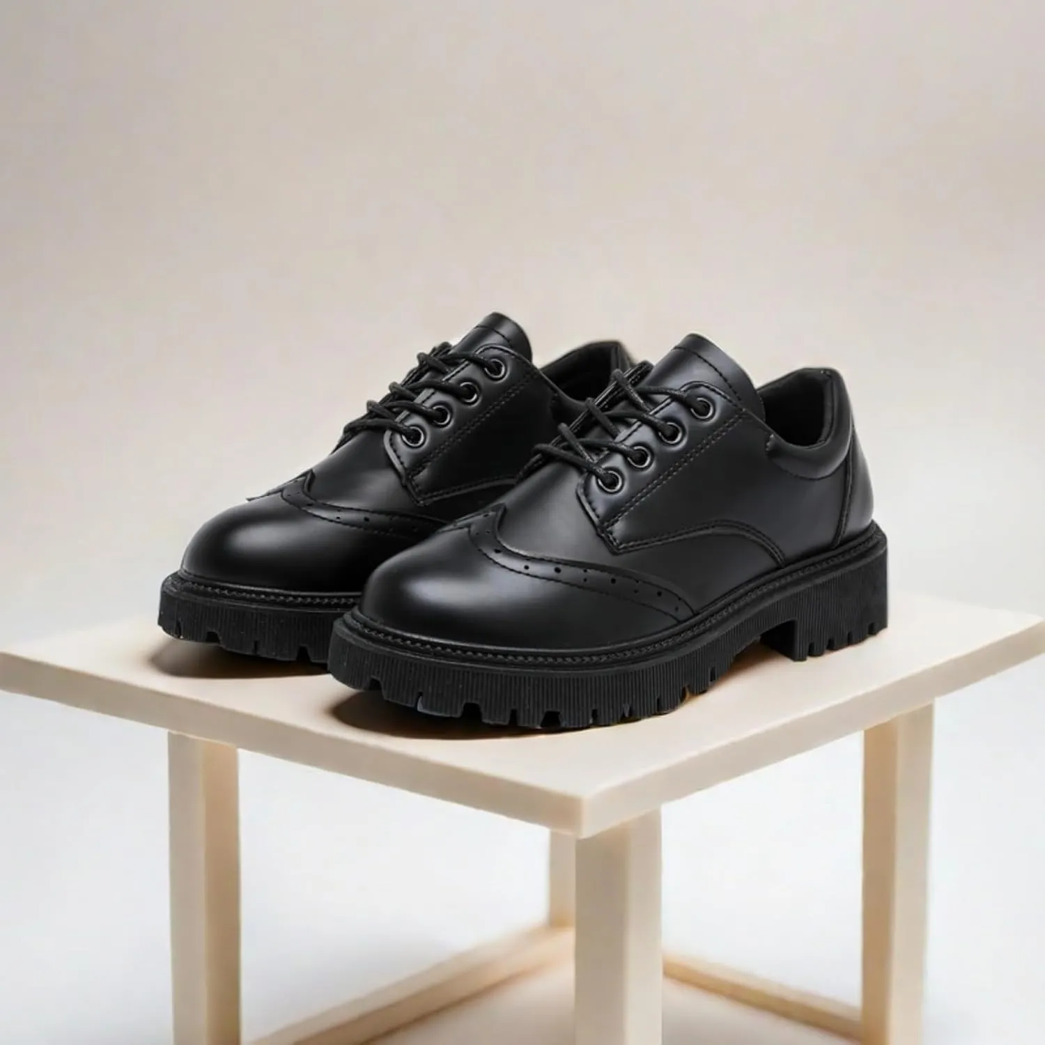 MEMON Oxford Shoes for Women,Platform Oxfords for Women,Low Heel Lace-Up Chunky Classic Oxford,Business Work Office Dress Shoes