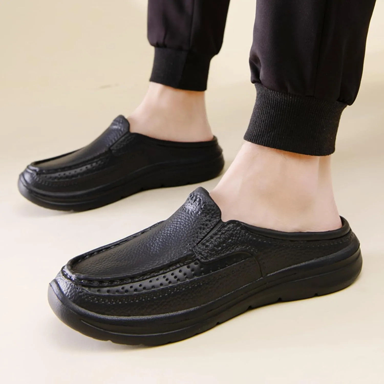 Men Sandals Fashionable New Pattern Simple Solid Color Summer Casual Half Drag Flat Bottom Mens Cushioned Slides Shoes