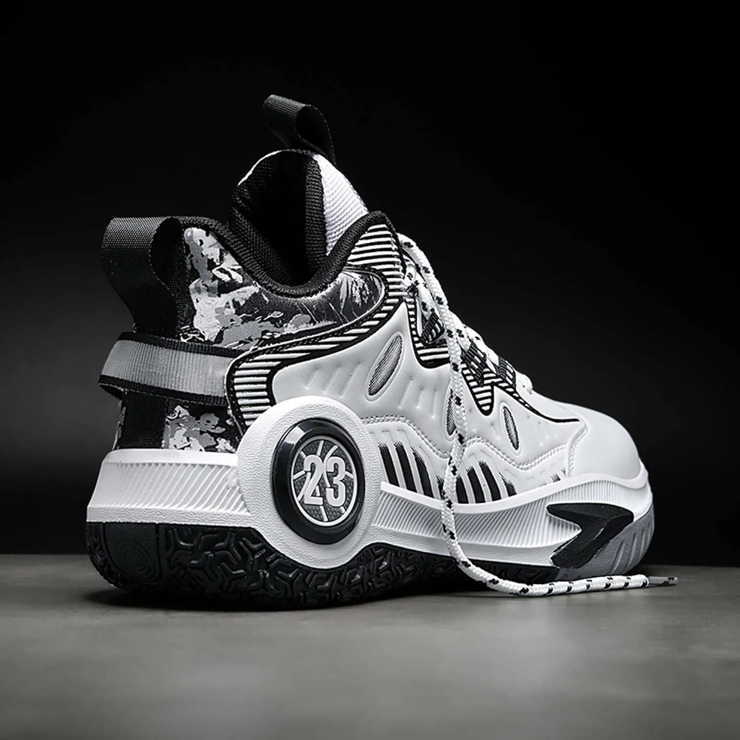 Mens and Womens Mid Top Lace Up Basketball Sneakers Non Slip and Breathable Running Shoes Wear Resistant Outdoor Travel Shoes Lightweight Carrying Fitness Training Shoes Badminton Sneakers