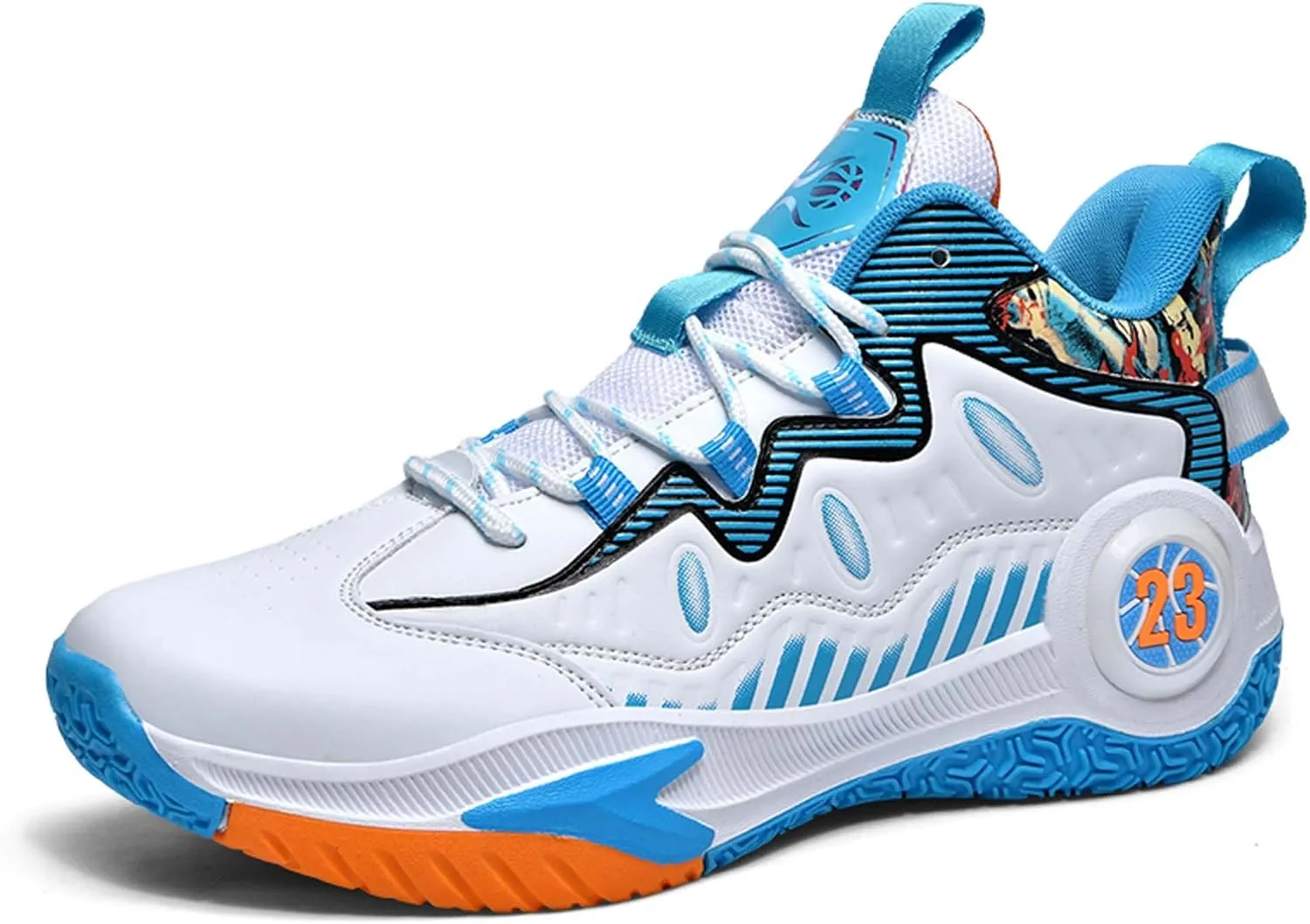 Mens and Womens Mid Top Lace Up Basketball Sneakers Non Slip and Breathable Running Shoes Wear Resistant Outdoor Travel Shoes Lightweight Carrying Fitness Training Shoes Badminton Sneakers