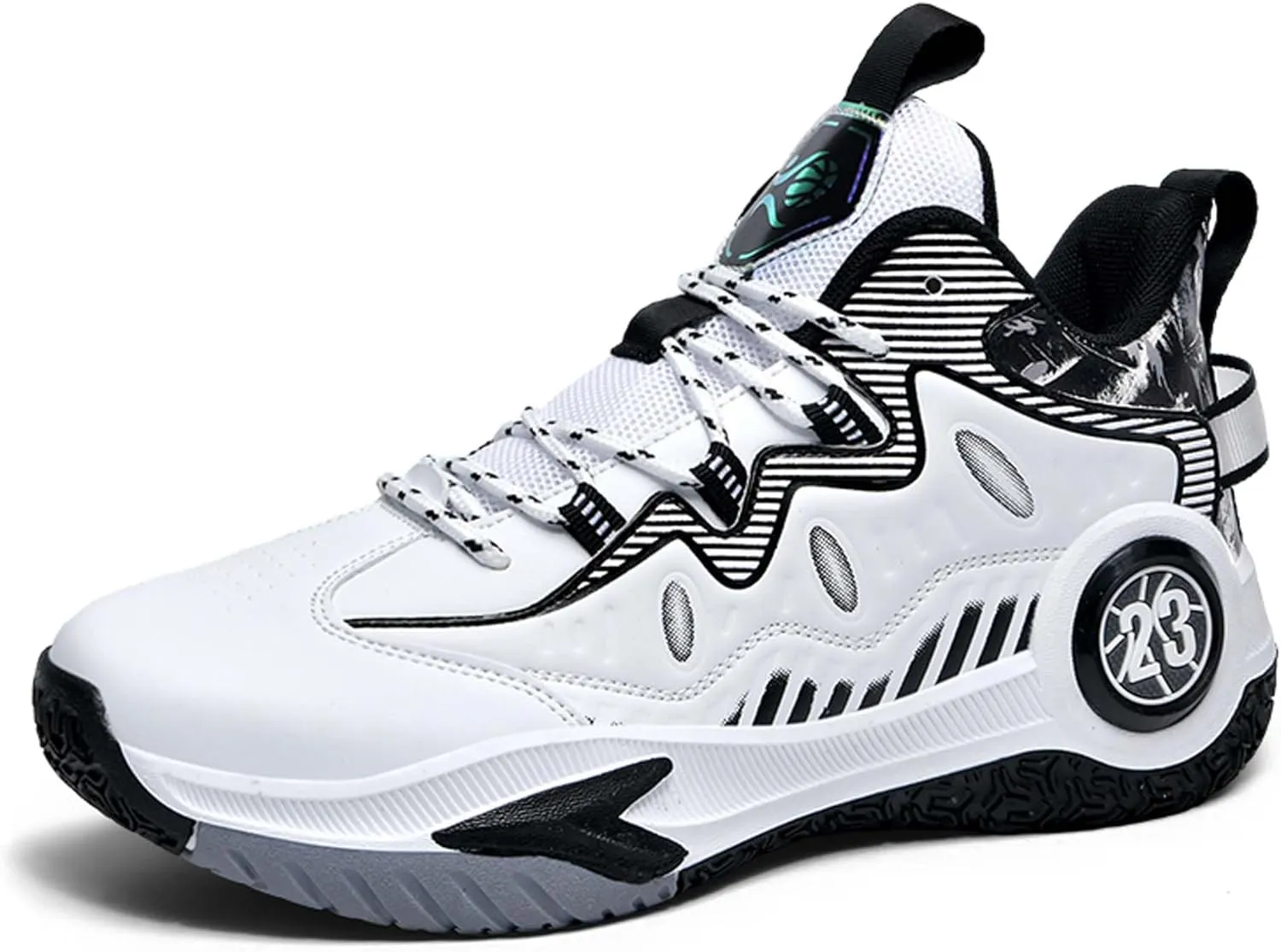 Mens and Womens Mid Top Lace Up Basketball Sneakers Non Slip and Breathable Running Shoes Wear Resistant Outdoor Travel Shoes Lightweight Carrying Fitness Training Shoes Badminton Sneakers