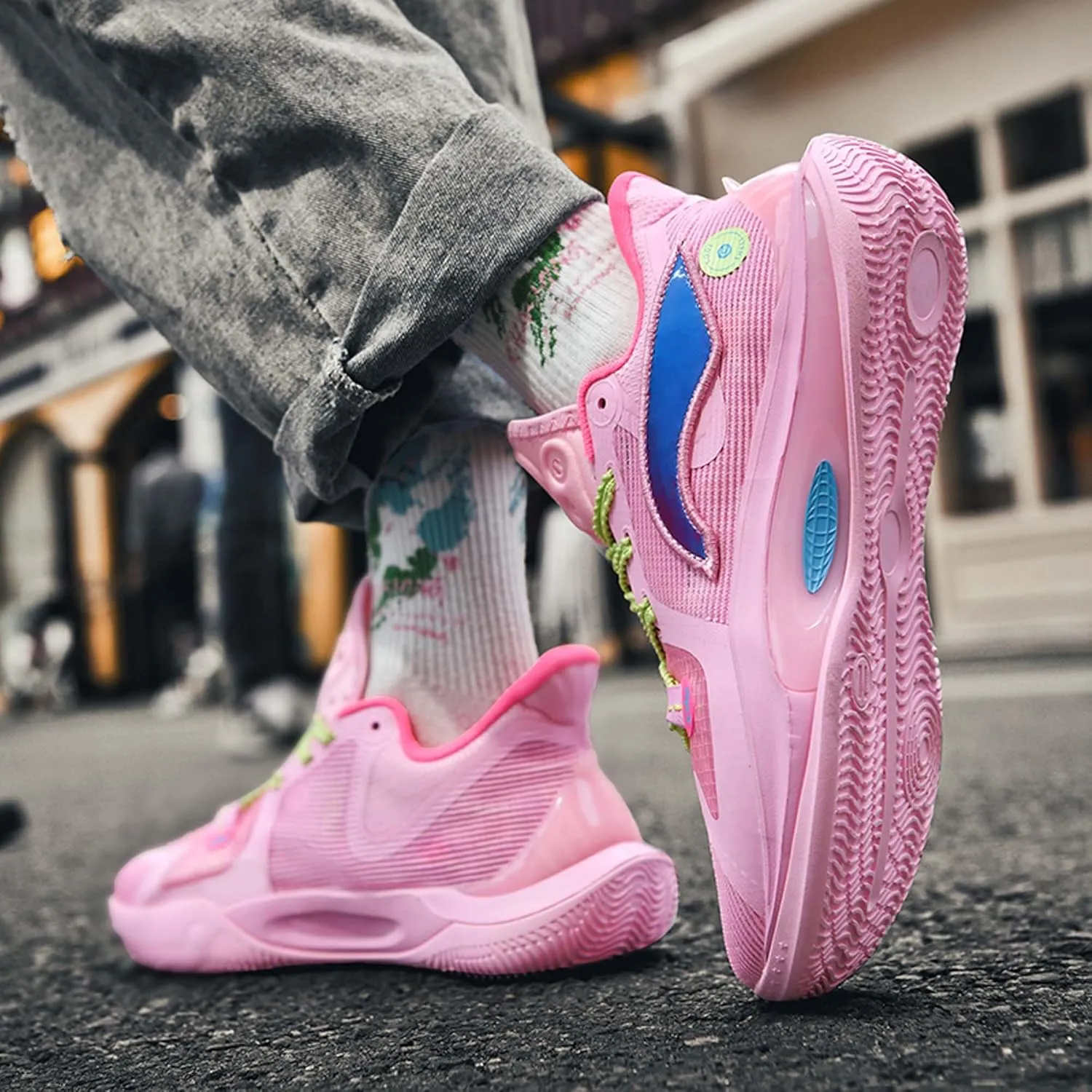 Men's Basketball Shoes Breathable Mesh Sports Running Outdoor Training Athletic Shoes Non-Slip Cushioning Fitness Tennis Shoes Comfortable Casual Walking Sports Men's Shoes