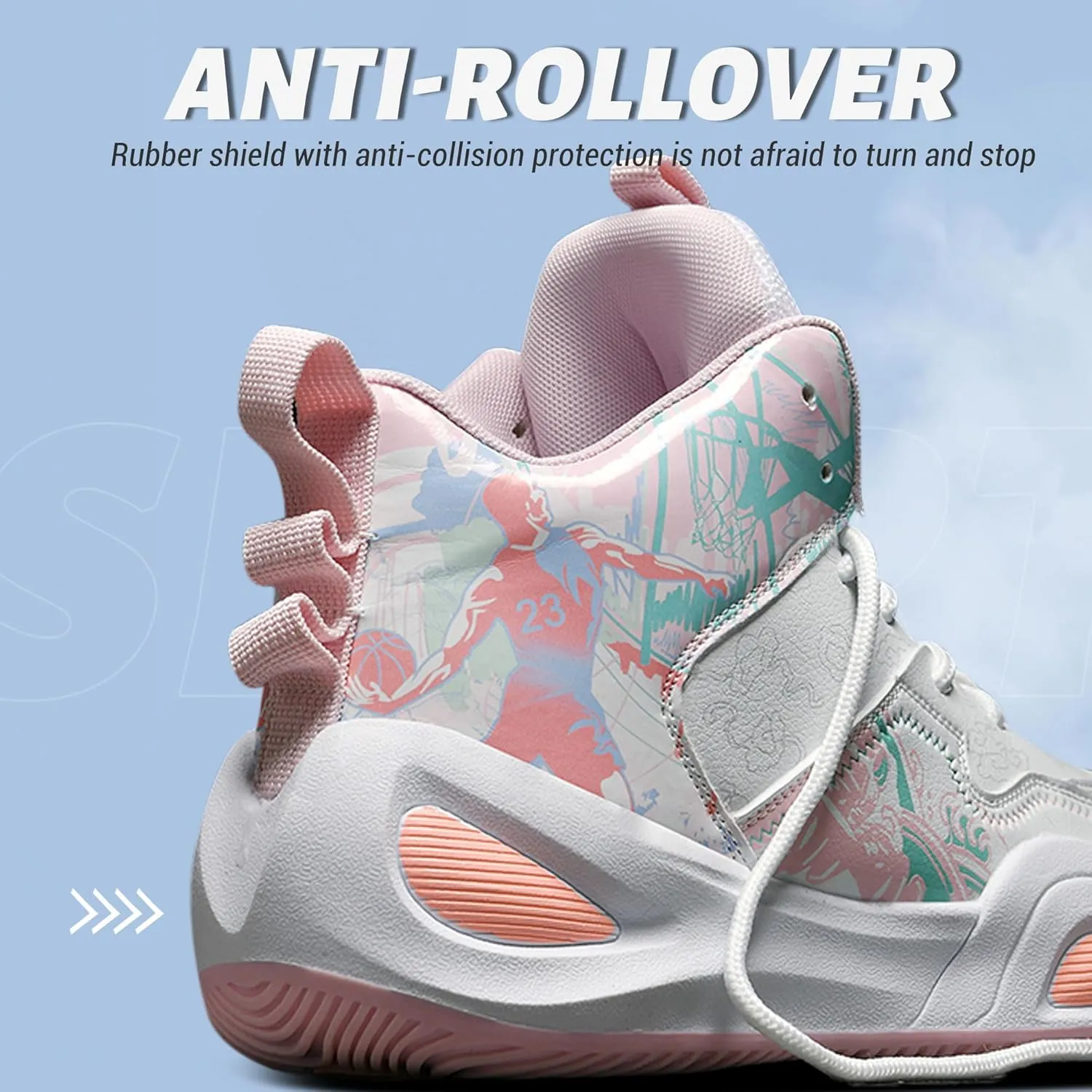 Men's Basketball Shoes Fashionable Breathable Anti Slip Sports Shoes Outdoor Running Fitness Training Shoes