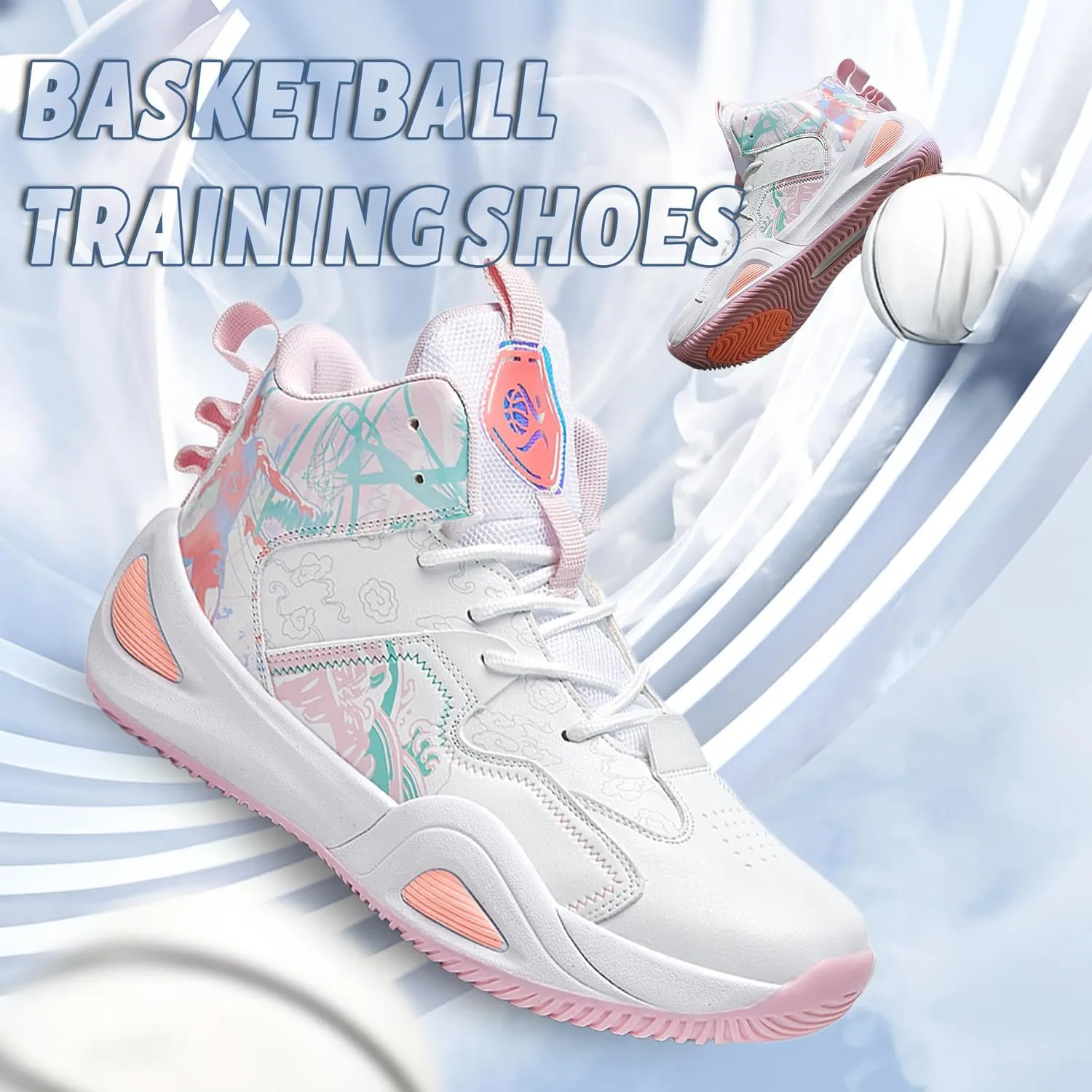 Men's Basketball Shoes Fashionable Breathable Anti Slip Sports Shoes Outdoor Running Fitness Training Shoes