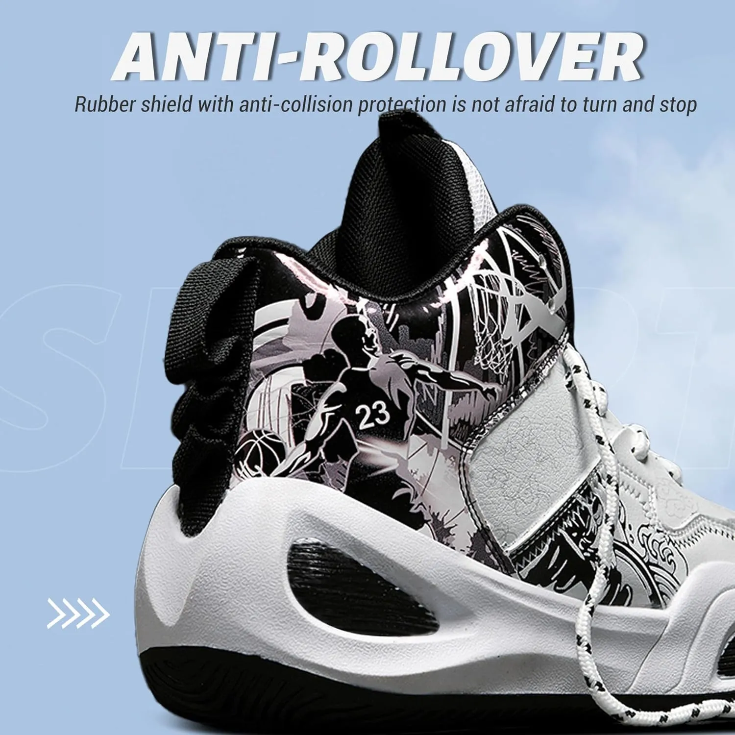 Men's Basketball Shoes Fashionable Breathable Anti Slip Sports Shoes Outdoor Running Fitness Training Shoes